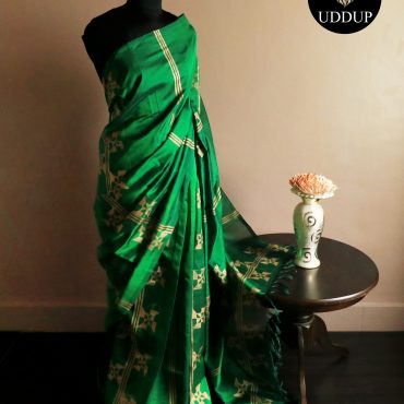 Pure Handloom Parrot Green Silk Cotton Saree