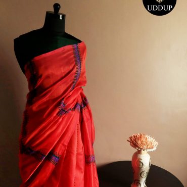 Pure Handloom Tomato Pink Silk Cotton Saree