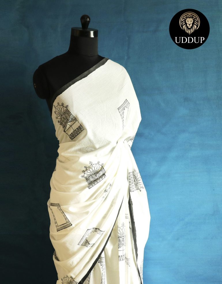 Pure White Mul Cotton saree - Image 2