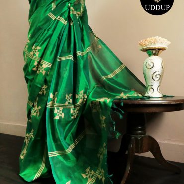 Pure Handloom Parrot Green Silk Cotton Saree