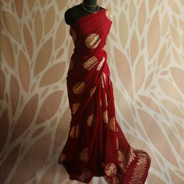 Crimson Red Mul Cotton Saree