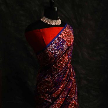 Pure Hand Block Printed Raw Silk Saree