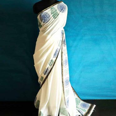 White Mul Cotton saree