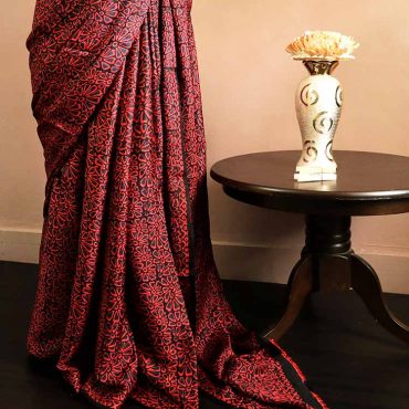 Pure Hand Block Printed Desi Tussar Silk Saree