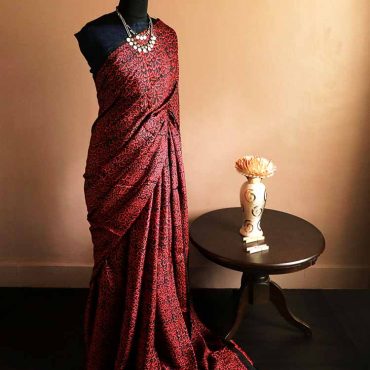 Pure Hand Block Printed Desi Tussar Silk Saree