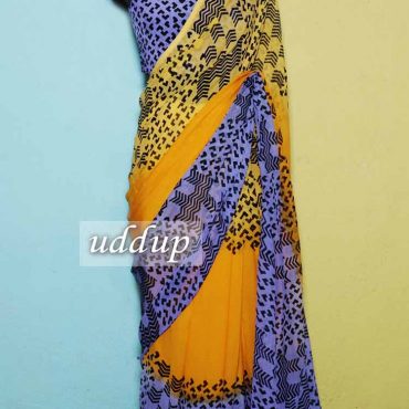 Hand Block Printed Pure Chiffon Saree