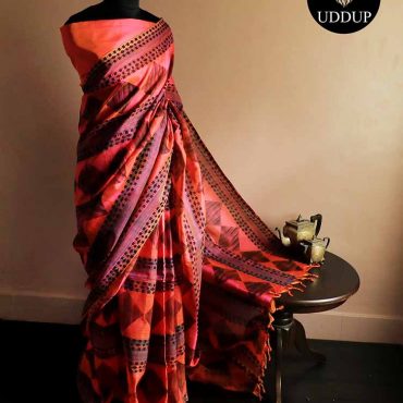 Pure Handloom Peach Silk Cotton Saree