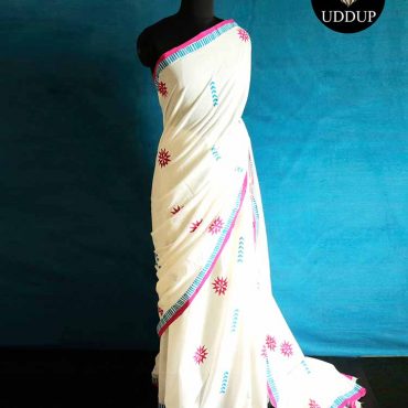 Creamy White Mul Cotton Saree