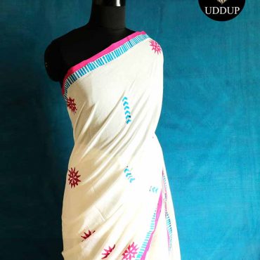 Creamy White Mul Cotton Saree