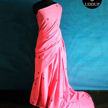 Solid pink Mul Cotton Saree