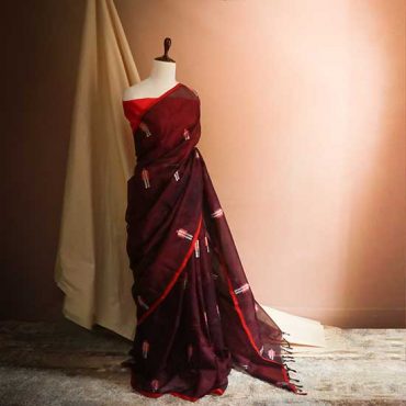 Pure Handloom Brown Silk Cotton Saree