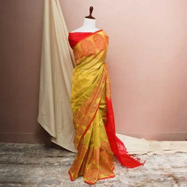 Pure Handloom Olive Green Silk Cotton Saree