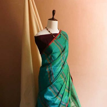 Pure Handloom Sea Green Silk Cotton Saree