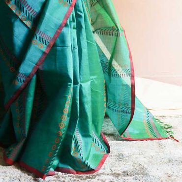 Pure Handloom Sea Green Silk Cotton Saree