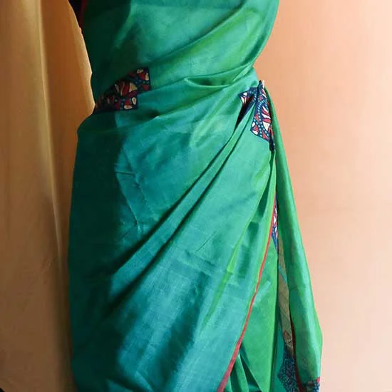 Pure Green Handloom Silk Cotton Saree - Image 5