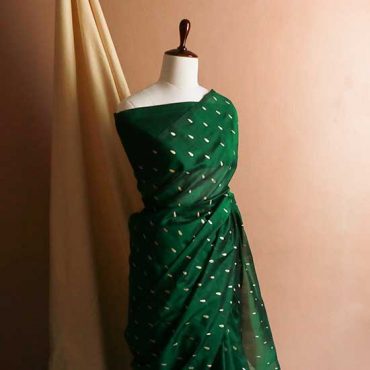 Pure Bottle Green Handloom Silk Cotton Saree