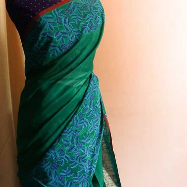 Pure Hand-loom Forest Green Silk Cotton saree