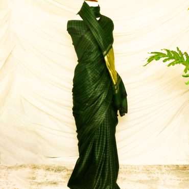 Pure Handloom Bottlegreen Green Gaji Silk Saree