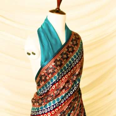 Pure Handloom Brown with Blue Gaji Silk Saree