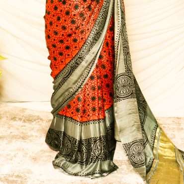 Pure Handloom Candy Red Gaji Silk Saree