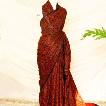 Pure Handloom Maroon Gaji Silk Saree