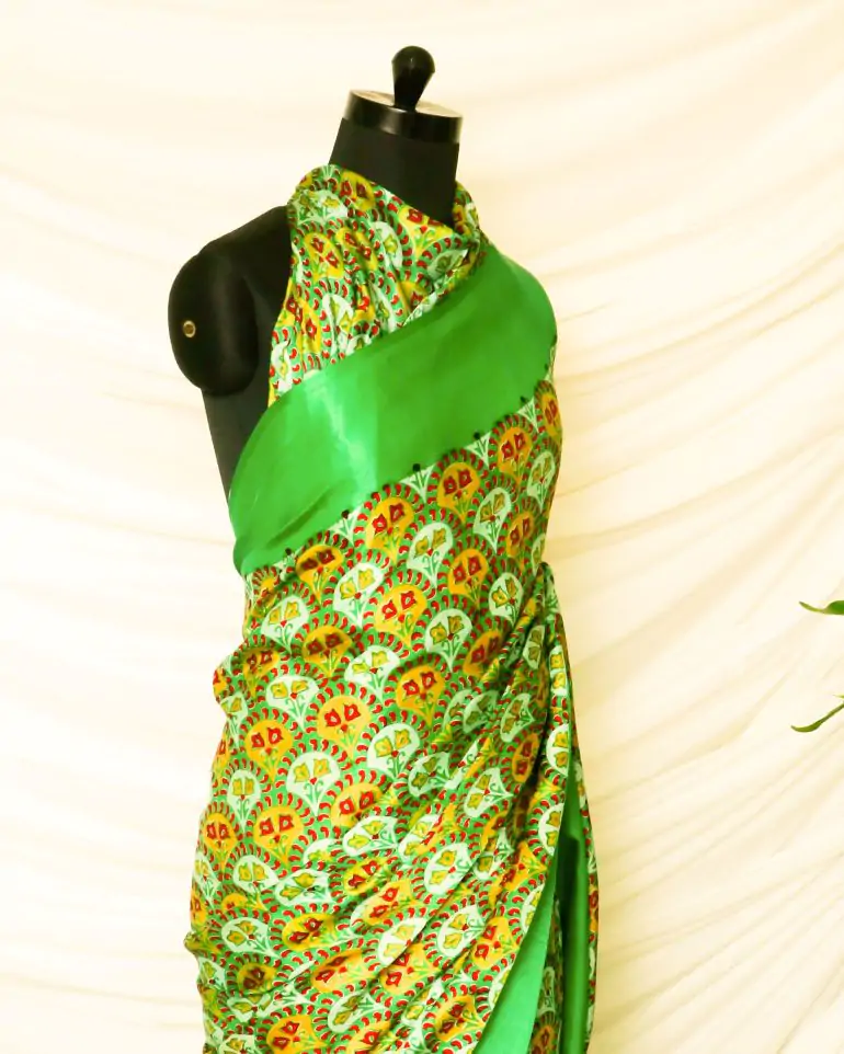 Pure Handloom Parakeet Green Gaji Silk Saree