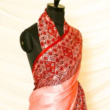 Pure Handloom Peach Gaji Silk Saree