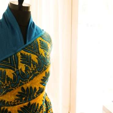 Pure Handloom Yellow with Blue Linen Saree