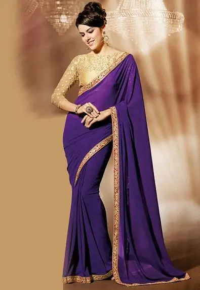 Purple Color Latest Design Soft Banarasi Silk Saree with Blue Blouse a –  shalenafamily