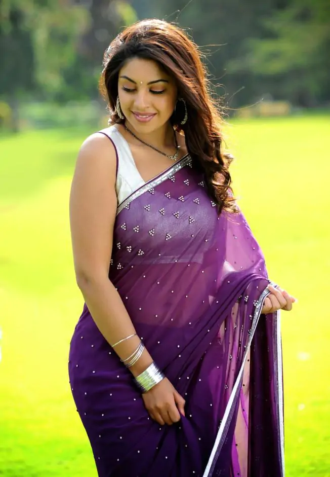 Scalloped Crepe Saree with embroidered blouse - Purple – Kavitha Gutta