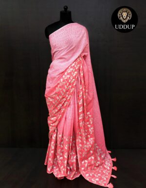 Pink Mul Cotton Saree