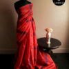 Pure Handloom Tomato Pink Silk Cotton Saree