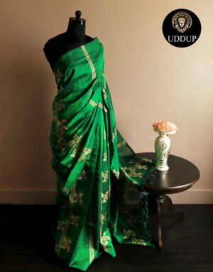 Pure Handloom Parrot Green Silk Cotton Saree