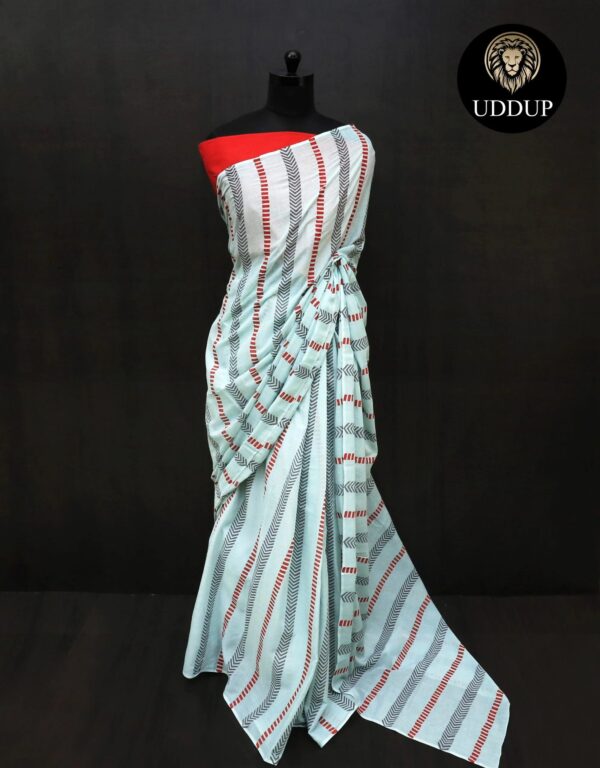 Sky blue Mul Cotton Saree