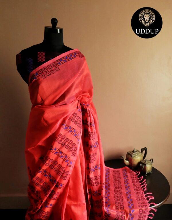 Pure Handloom Bright Pink Silk Cotton Saree