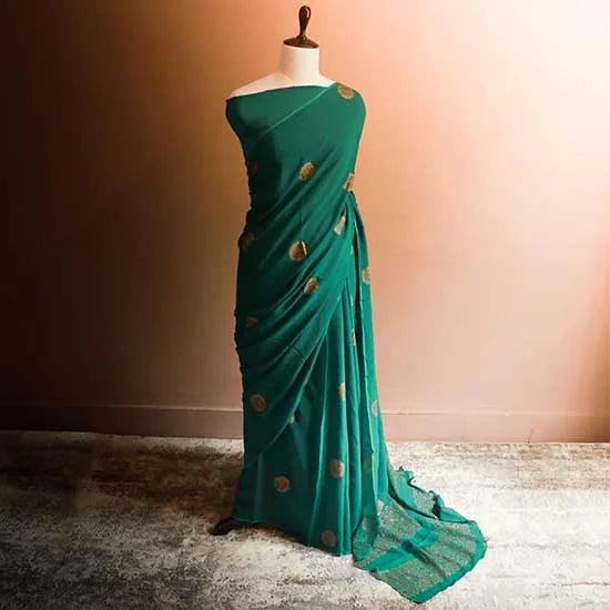Green colour Georgette saree