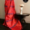 Pure Handloom Tomato Pink Silk Cotton Saree