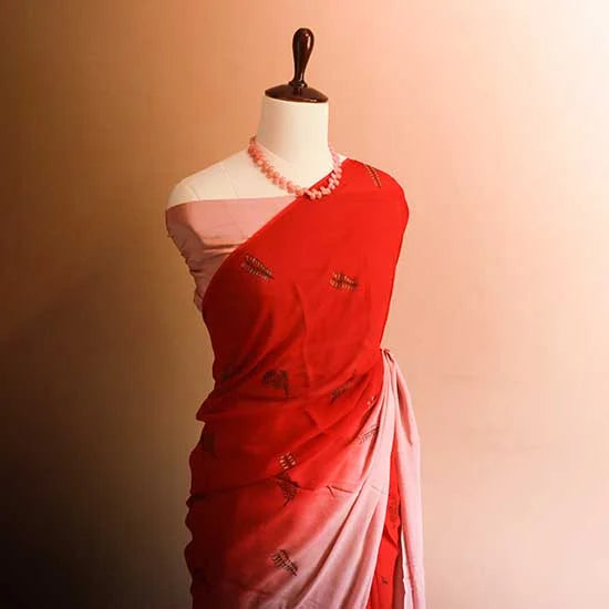 Red Georgette saree