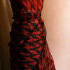 Pure Red Organza Saree with Black hand block Prints