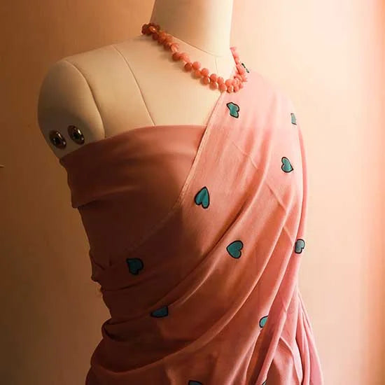 Peach colour Georgette saree