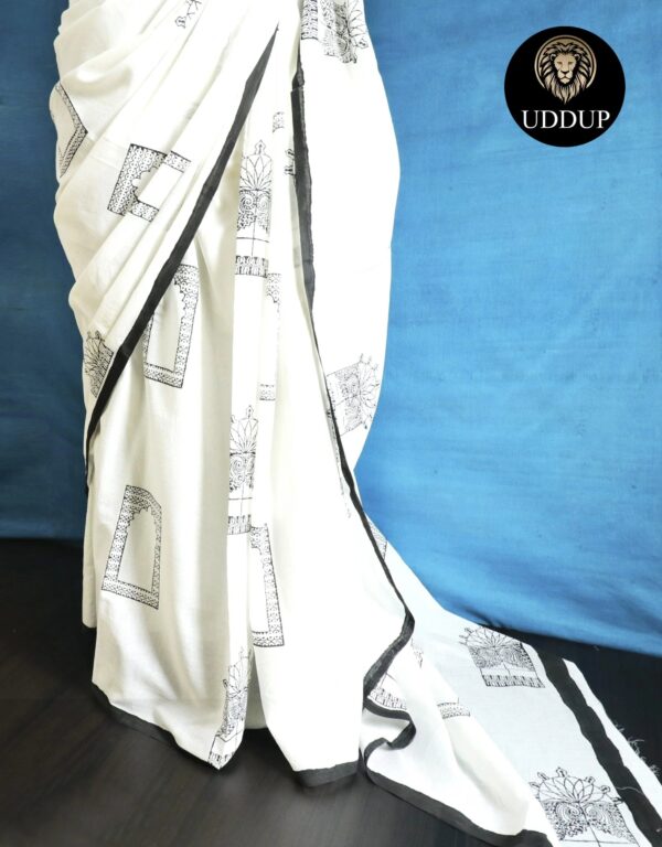 Pure White Mul Cotton saree