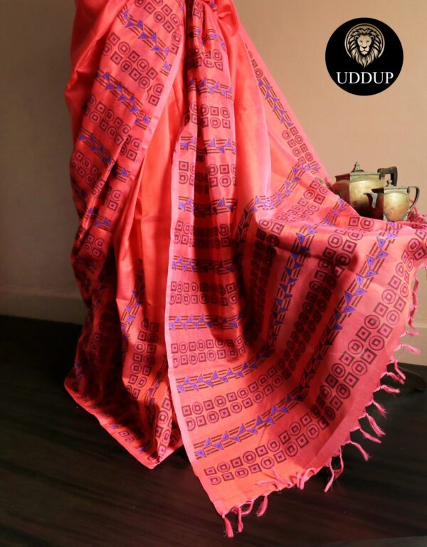 Pure Handloom Bright Pink Silk Cotton Saree
