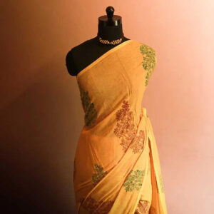 Mustard Colour Designer Mul Cotton saree