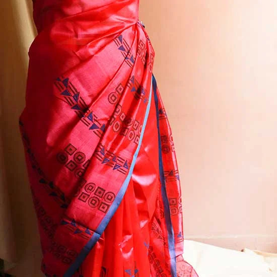 Pure Handloom Rani Pink Silk Cotton Saree