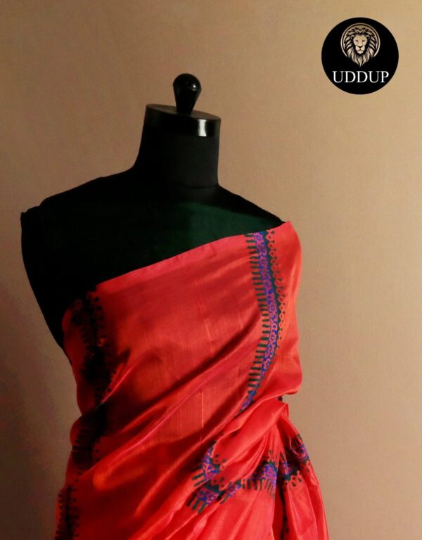 Pure Handloom Tomato Pink Silk Cotton Saree