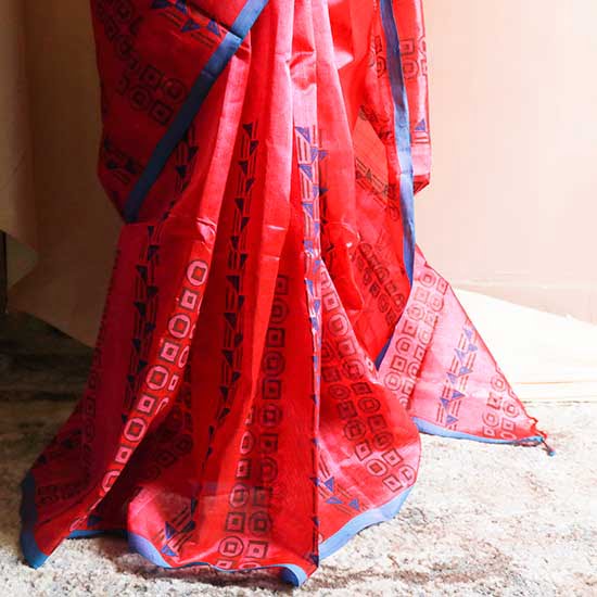 Pure Handloom Rani Pink Silk Cotton Saree