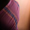 Purple colour designer block printed Mul Cotton saree