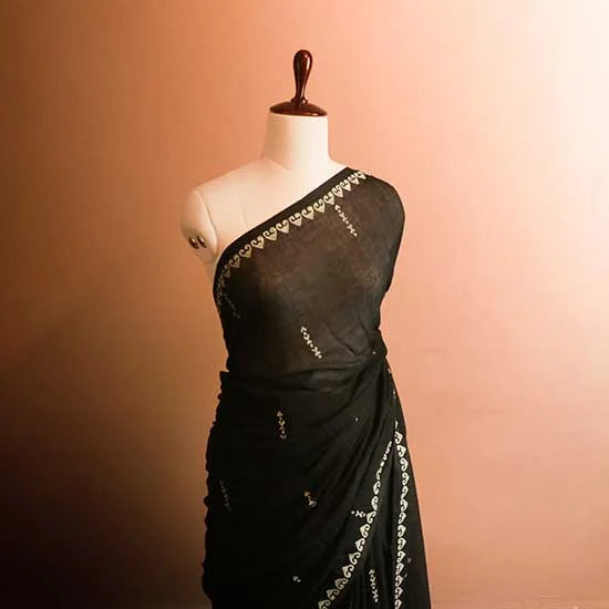 Hand block printed Designer Mul Cotton Saree