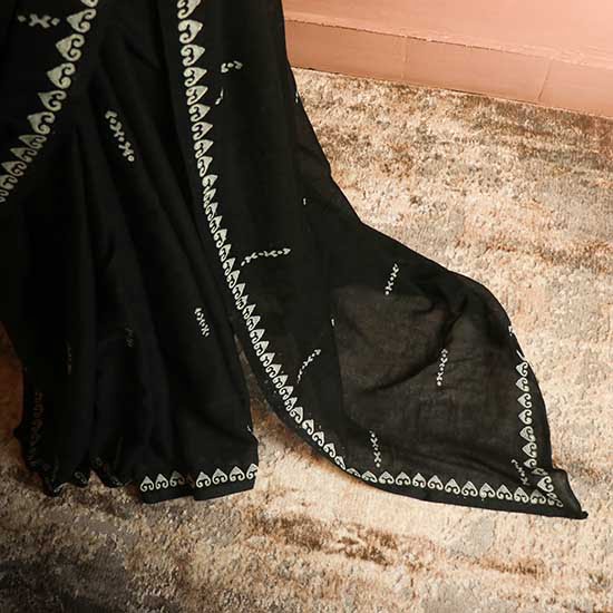Hand block printed Designer Mul Cotton Saree