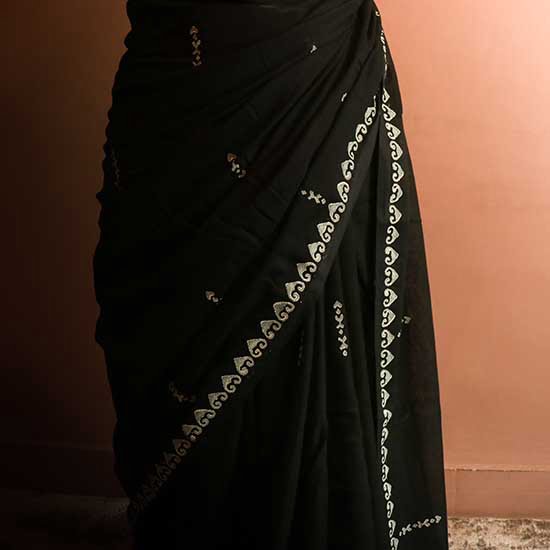 Hand block printed Designer Mul Cotton Saree